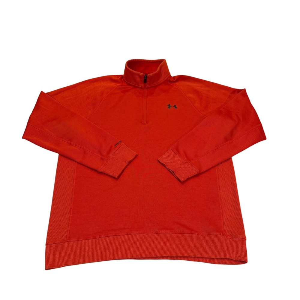 Under Armour ColdGear Storm‎ Mens Large Orange Quarter Zip Pullover Sweatshirt